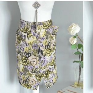 Topshop Floral Metallic Skirt